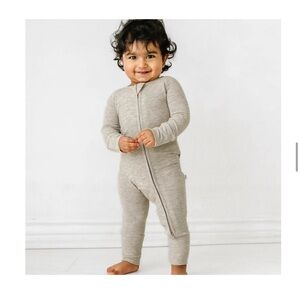 Little Sleepies Heather Stone Ribbed Zippy NIB